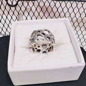 Brighton Ring Tones Silver Ring Crystal Accents -size 5.5